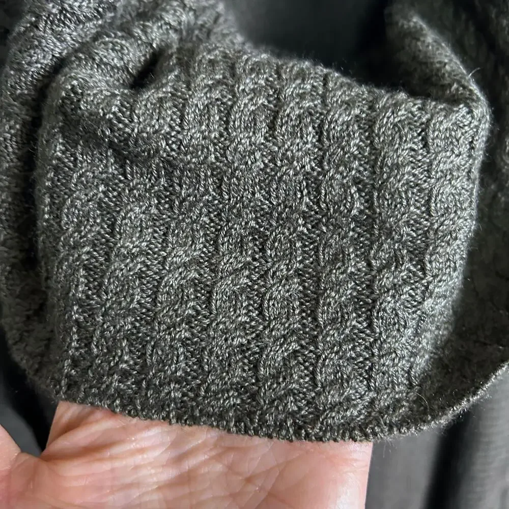 Ellen Tracy sweater Medium cowl neck equestrian‎ drape wool green shawl neck